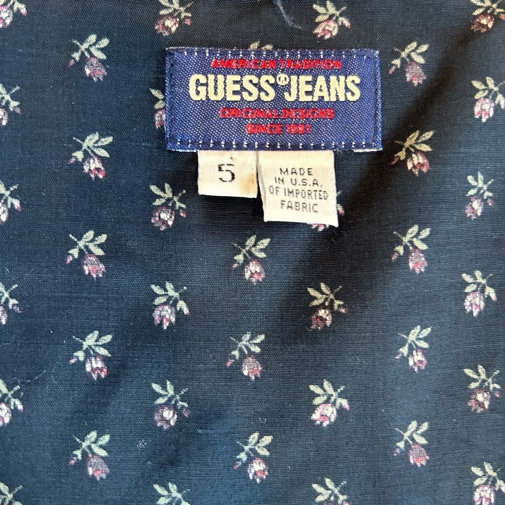 Womens Guess Navy Prairie Maxi Floral Dress Sz 5 Charming Romantic Cottagecore - Picture 6 of 12